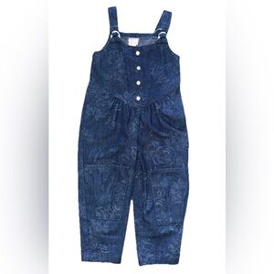 VTG  Toddler Girl Buster Brown 2T Overall Denim Flower Design Made In USA Cotton